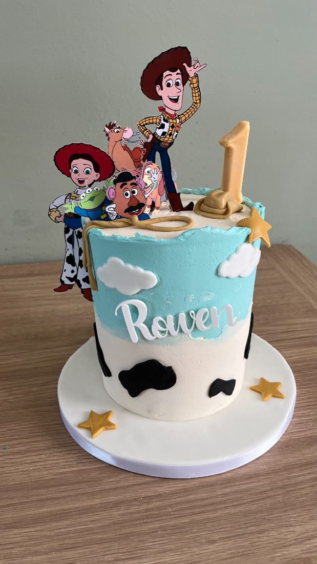 Toy Story first birthday cake with edible print characters